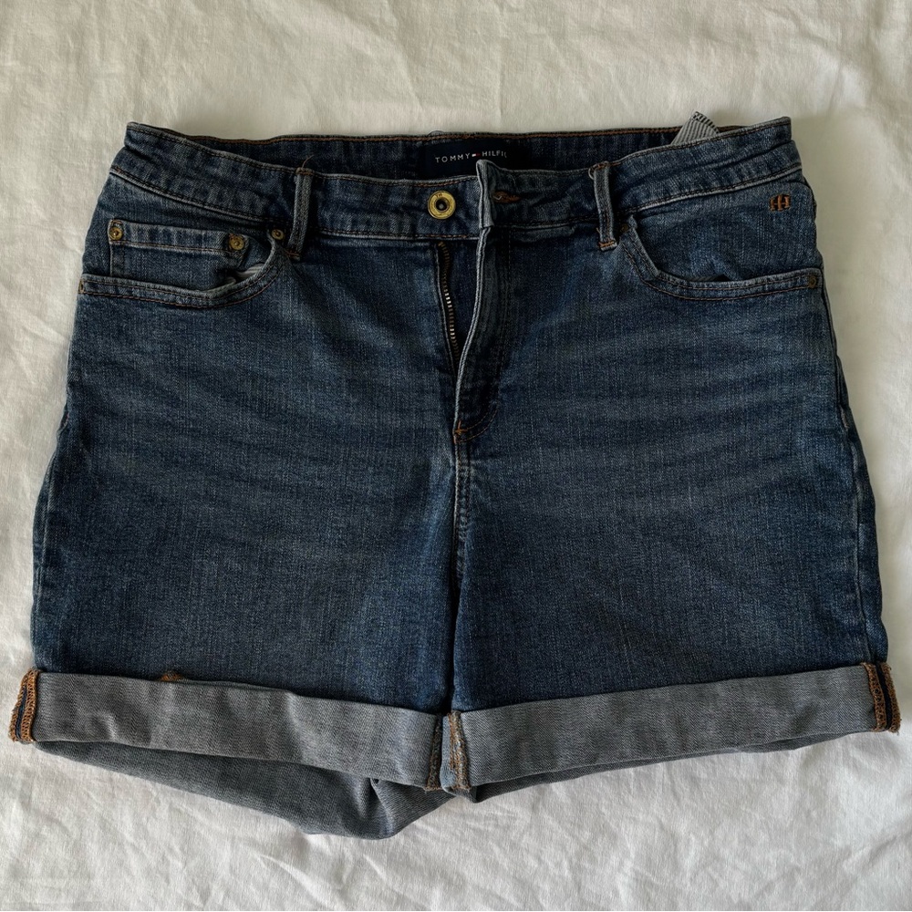 Tommy Hilfiger Dark Blue Rolled Hem Denim Shorts